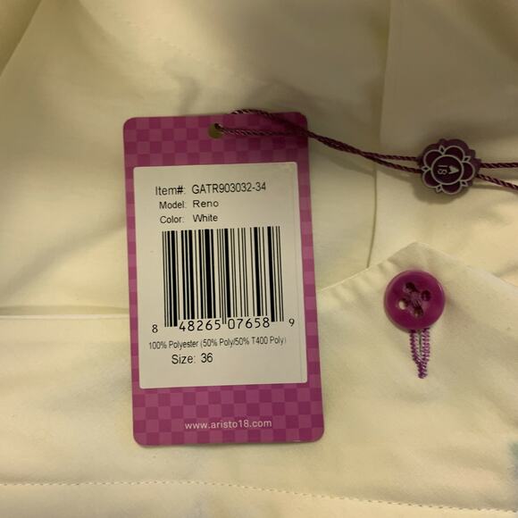 Aristo 18 Pants Mens 36 White Regular Fit Straight Leg Wicking Reno Golf Zip Fly - Picture 9 of 12